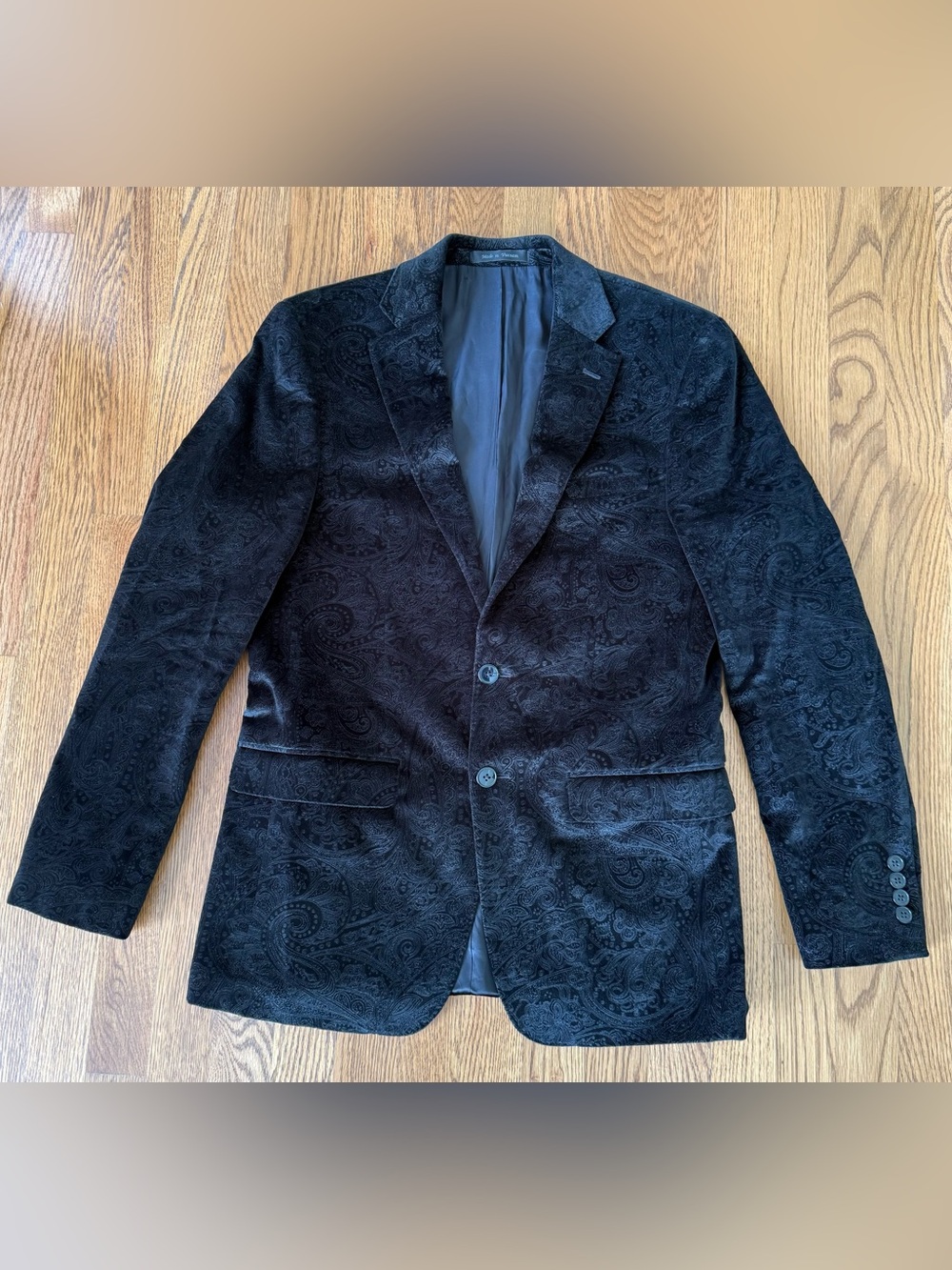 Calvin Klein Mens 38R Black Paisley Blazer Sport Coat 100% Cotton Formal